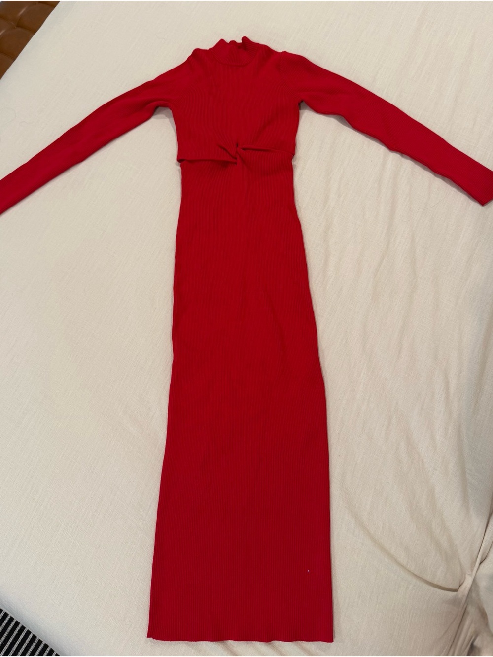 Torn by Ronny Kobo Red Long Sleeve Knit Maxi Dress
